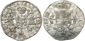 BRABANT, Duché, Albert et Isabelle (1598-1621), AR patagon, s.d. (1612-1621), Anvers. D/ Croix de Bourgogne sous une couronne, portant le bijou de la ...