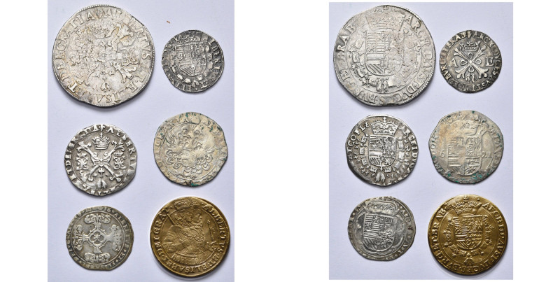 BRABANT, Duché, Albert et Isabelle (1598-1621), lot de 6 p.: réal d'argent, s.d....