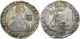 BRABANT, Duché, Philippe IV (1621-1665), AR ducaton, 1653, Bruxelles. Deuxième type. D/ B. cuirassé à d. R/ Ecu couronné, soutenu par deux lions. En d...