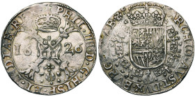 BRABANT, Duché, Philippe IV (1621-1665), AR patagon, 1626, Maastricht. D/ Croix de Bourgogne sous une couronne, portant le bijou de la Toison d'or. R/...
