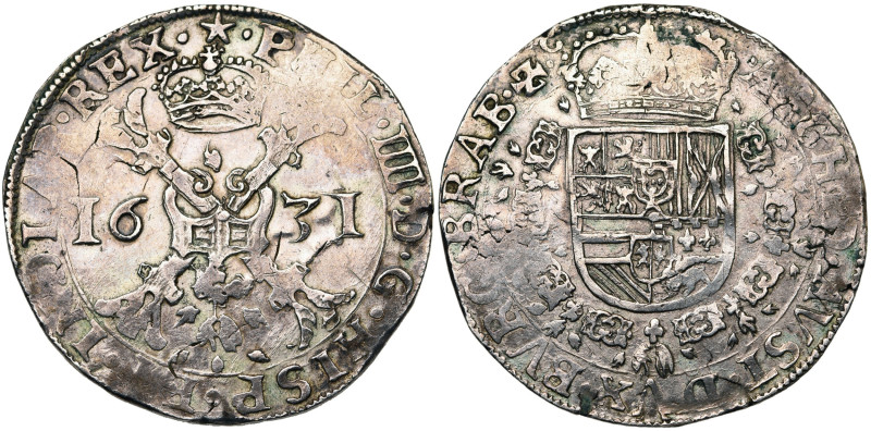 BRABANT, Duché, Philippe IV (1621-1665), AR patagon, 1631, Maastricht. D/ Croix ...