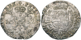 BRABANT, Duché, Philippe IV (1621-1665), AR patagon, 1632, Bruxelles. D/ Croix de Bourgogne sous une couronne, portant le bijou de la Toison d'or. R/ ...