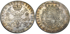 BRABANT, Duché, Charles III (1703-1711), prétendant au trône d'Espagne, AR patagon, 1709, Anvers. Légende CAROLVS. Tranche cordée. D/ Croix de Bourgog...