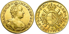 BRABANT, Duché, Marie-Thérèse (1740-1780), AV souverain, 1755, Anvers. Deuxième type. D/ B. couronné à d. R/ Ecu ovale d'Autriche-Bourgogne, couronné,...