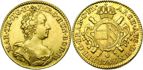 BRABANT, Duché, Marie-Thérèse (1740-1780), AV souverain, 1756, Anvers. Deuxième type. D/ B. couronné à d. R/ Ecu ovale d'Autriche-Bourgogne, couronné,...