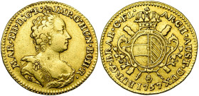 BRABANT, Duché, Marie-Thérèse (1740-1780), AV souverain, 1757, Anvers. Deuxième type. D/ B. couronné à d. R/ Ecu ovale d'Autriche-Bourgogne, couronné,...