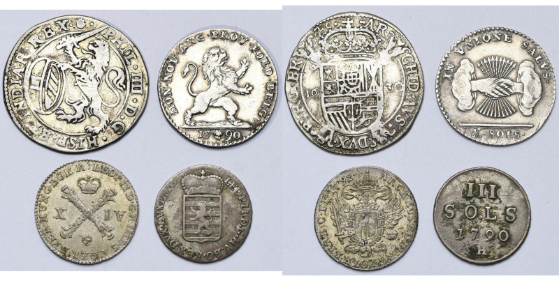 lot de 4 p.: Brabant, Philippe IV, escalin, 1630, Anvers; Etats-Belgiques-Unis, ...