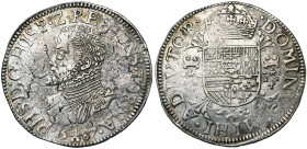 TOURNAI, Seigneurie, Philippe II (1555-1598), AR écu Philippe, 1587. D/ B. cuirassé à g. R/ Ecu couronné avec écusson de Portugal sur le tout, sur une...