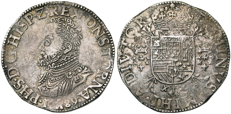 TOURNAI, Seigneurie, Philippe II (1555-1598), AR écu Philippe, 1589. D/ B. cuira...