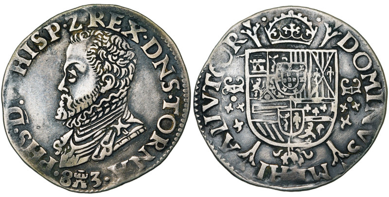 TOURNAI, Seigneurie, Philippe II (1555-1598), AR cinquième d'écu Philippe, 1583....