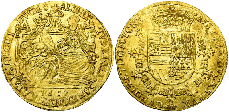 TOURNAI, Seigneurie, Albert et Isabelle (1598-1621), AV double souverain, 1617. ...