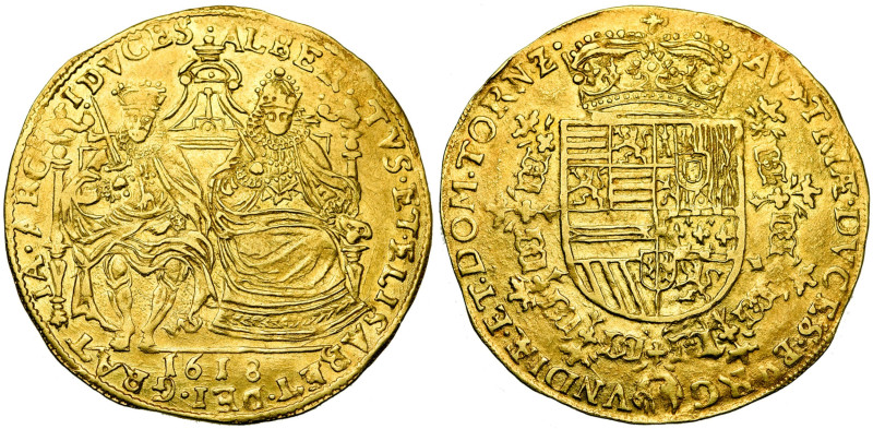 TOURNAI, Seigneurie, Albert et Isabelle (1598-1621), AV double souverain, 1618. ...