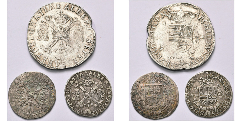 TOURNAI, Seigneurie, Albert et Isabelle (1598-1621), lot de 3 p.: patagon, s.d.;...