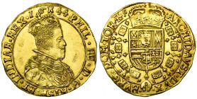 TOURNAI, Seigneurie, Philippe IV (1621-1665), AV double souverain, 1644. Deuxième type. D/ B. couronné à d., au mince collet. R/ Ecu couronné, entouré...