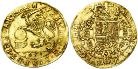 TOURNAI, Seigneurie, Philippe IV (1621-1665), AV souverain (lion d'or), 1651. D/ Lion deb. à g., couronné, brandissant une épée, la patte posée sur un...