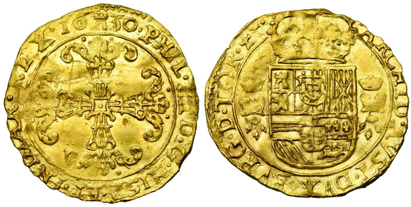 TOURNAI, Seigneurie, Philippe IV (1621-1665), AV couronne d'or, 1630. D/ Croix à...