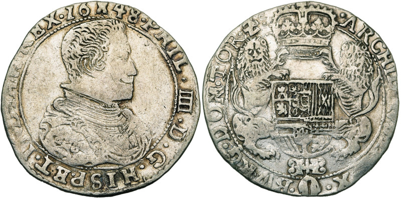 TOURNAI, Seigneurie, Philippe IV (1621-1665), AR demi-ducaton, 1648. Deuxième ty...