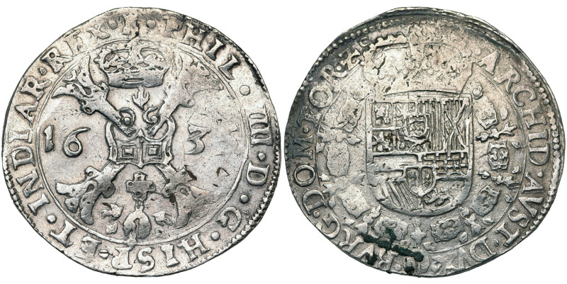 TOURNAI, Seigneurie, Philippe IV (1621-1665), AR patagon, 1635. D/ Croix de Bour...