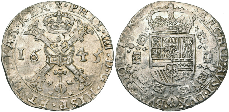 TOURNAI, Seigneurie, Philippe IV (1621-1665), AR patagon, 1645. D/ Croix de Bour...