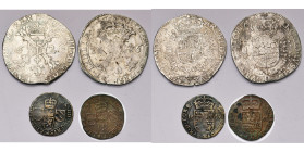 TOURNAI, Seigneurie, Philippe IV (1621-1665), lot de 4 p.: patagon, 1628 et 1646 (nettoyés); liard, 1649 et 1665. G.H. 329-9, 336-9.

Beau à Très Be...