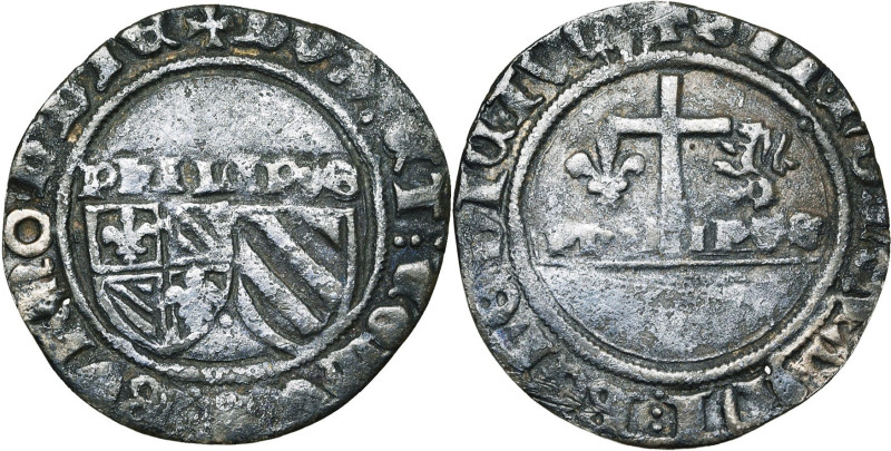 FRANCE, BOURGOGNE, Duché, Philippe le Bon (1419-1467), billon blanc aux écus, Sa...