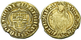 LIEGE, Principauté, Jean de Hornes (1485-1505), AV florin d'or postulat. D/ + IOHS DE HORN EPS LEODIE Ecu à la croix chargée d'un écusson de Hornes, d...