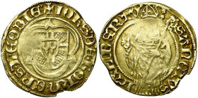 LIEGE, Principauté, Jean de Hornes (1485-1505), AV florin d'or postulat. D/ + IOHS DE HORN EPS LEODIE Ecu à la croix chargée d'un écusson de Hornes, d...