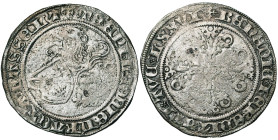 LIEGE, Principauté, Louis de Bourbon (1456-1482), AR patard (aidant), 1476, Hasselt. Différent: croisette. D/ + MO EPI LEODIEN FACTA HASSELT Lion assi...