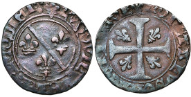 LIEGE, Principauté, Louis de Bourbon (1456-1482), Cu brûlé, s.d. (1456-1466). Au titre d'élu de Liège. D/ (lis) LVDOVICVS ELEC LEODIEN Armes de Bourbo...