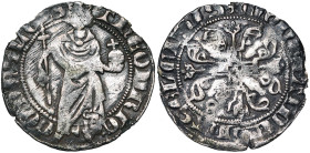 LOON, Graafschap, Diederik van Heinsberg (1336-1361), AR groot met het majesteitstype (keizersgroot), Hasselt. Vz/ THEODRIC'- COMES LO-S Zittende vors...