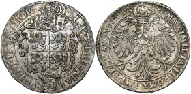 THORN, Abdij, Margaretha van Brederode (1557-1577), AR rijksdaalder, 1569. Met titel van Maximiliaan II. Vz/ Versierd wapenschild met vier leeuwen tus...