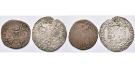 THORN, Abdij, Anna van der Marck (1604-1631), lot van 2 st.: arendschelling (vier stuiver), z.j., met titel van Matthias II (barst aan de rand); oord,...