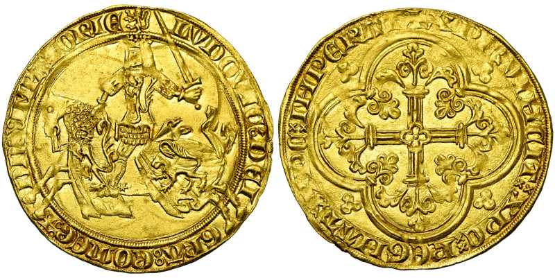 VLAANDEREN, Graafschap, Lodewijk van Male (1346-1384), AV gouden rijder (franc à...