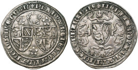 VLAANDEREN, Graafschap, Philips de Stoute (1384-1404), AR groot rozebeker, 1384-1386, Mechelen. Muntunie met Johanna van Brabant. Vz/ Een krans met vi...