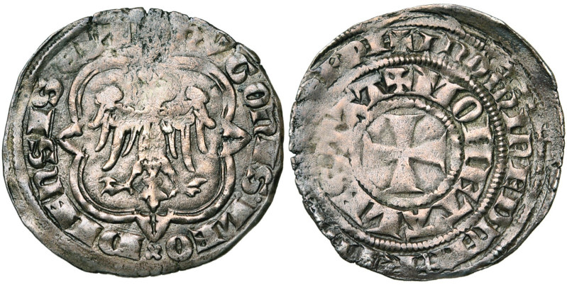 LIEGE, Principauté, Hugues de Chalon (1296-1301), AR demi-gros à l'aigle (stalle...