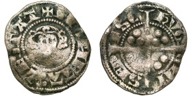 LIEGE, Principauté, Hugues de Chalon (1296-1301), AR esterlin, Statte. D/ + MONETA LESTAT T. de f., couronnée de roses. R/ HVG-ONI-S EP-ISC Croix lon...