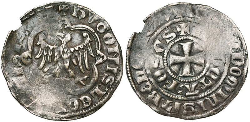 LIEGE, Principauté, Hugues de Chalon (1296-1301), AR demi-gros à l'aigle (stalle...