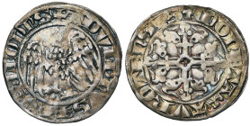 LIEGE, Principauté, Adolphe de la Marck (1313-1344), AR double esterlin à l'aigle (volant), 1326-1332, Avroy. D/ Aigle au vol abaissé à g., t. à d. En...