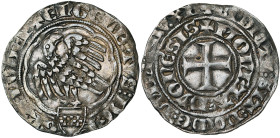 LIEGE, Principauté, Englebert de la Marck (1345-1364), AR gros à l'aigle, s.d. (septembre 1348), Dinant. D/ + ENGELB'·TVS DEI- GRA LOD EP Dans un po...