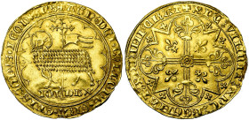 LIEGE, Principauté, Jean d'Arckel (1364-1378), AV grand mouton d'or (double mouton), vers 1368-1369, Liège. Imitation du grand mouton d'or de Brabant....