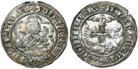 LIEGE, Principauté, Jean d'Arckel (1364-1378), AR gros au saint Pierre, 1373-1376, Maastricht. D/ + MONETA SA-NCTI PETRI B. de saint Pierre de f. ...