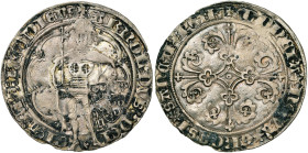 LIEGE, Principauté, Arnould de Hornes (1378-1389), AV vryman (bryman), s.d., Maastricht. D/ + ARNOLDVS: DEI- GRA: EPS: LEODIENS Le prince-évêque deb. ...