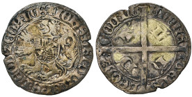 LIEGE, Principauté, Jean de Heinsberg (1419-1455), AR double gros, s.d. (1433), Liège. D/ + IOHS DEI GRA EPS LEOD Z COM LOS Lion rampant à g., portant...