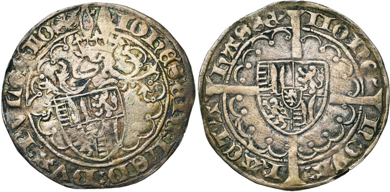 LIEGE, Principauté, Jean de Heinsberg (1419-1455), AR double heaume (double gros...