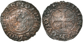 LIEGE, Principauté, Jean de Heinsberg (1419-1455), Cu petit brûlé, Curange. D/ Ecu de Heinsberg. R/ + MONETA N' CVRIGHE' Croix pattée. Chestret 335; D...
