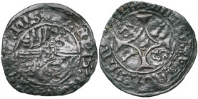 LIEGE, Principauté, Jean de Heinsberg (1419-1455), Cu petit brûlé, Maastricht. D/ Armes de Heinsberg en plein champ. R/ + MONETA NOVA SANCTI PET Croix...
