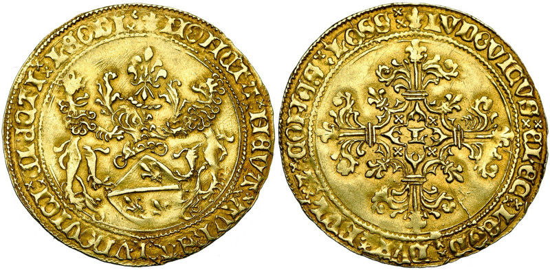 LIEGE, Principauté, Louis de Bourbon (1456-1482), AV florin d'or (florin de Bour...