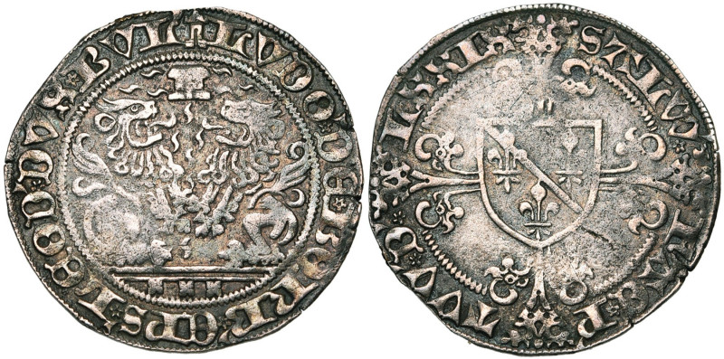 LIEGE, Principauté, Louis de Bourbon (1456-1482), AR double patard, 1479, Liège ...