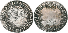 LIEGE, Principauté, Louis de Bourbon (1456-1482), AR double patard, 1481, Liège ou Hasselt. Différent: tour. D/ Deux lions affrontés sous un briquet. ...