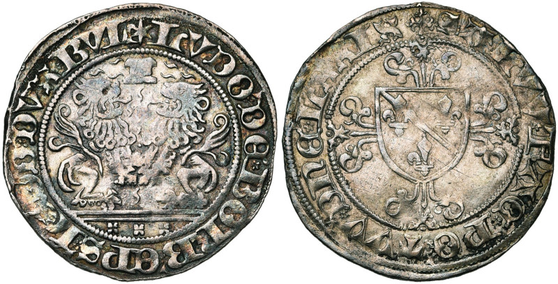 LIEGE, Principauté, Louis de Bourbon (1456-1482), AR double patard, 1479, Liège ...